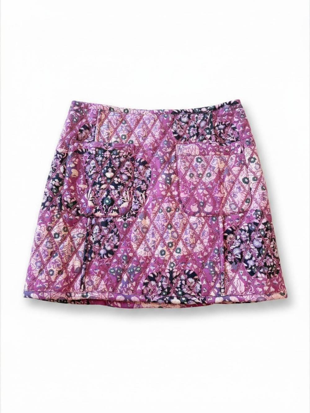 NWT Free People Pink Quilted Bohemian Darla Mini Skirt Size 2